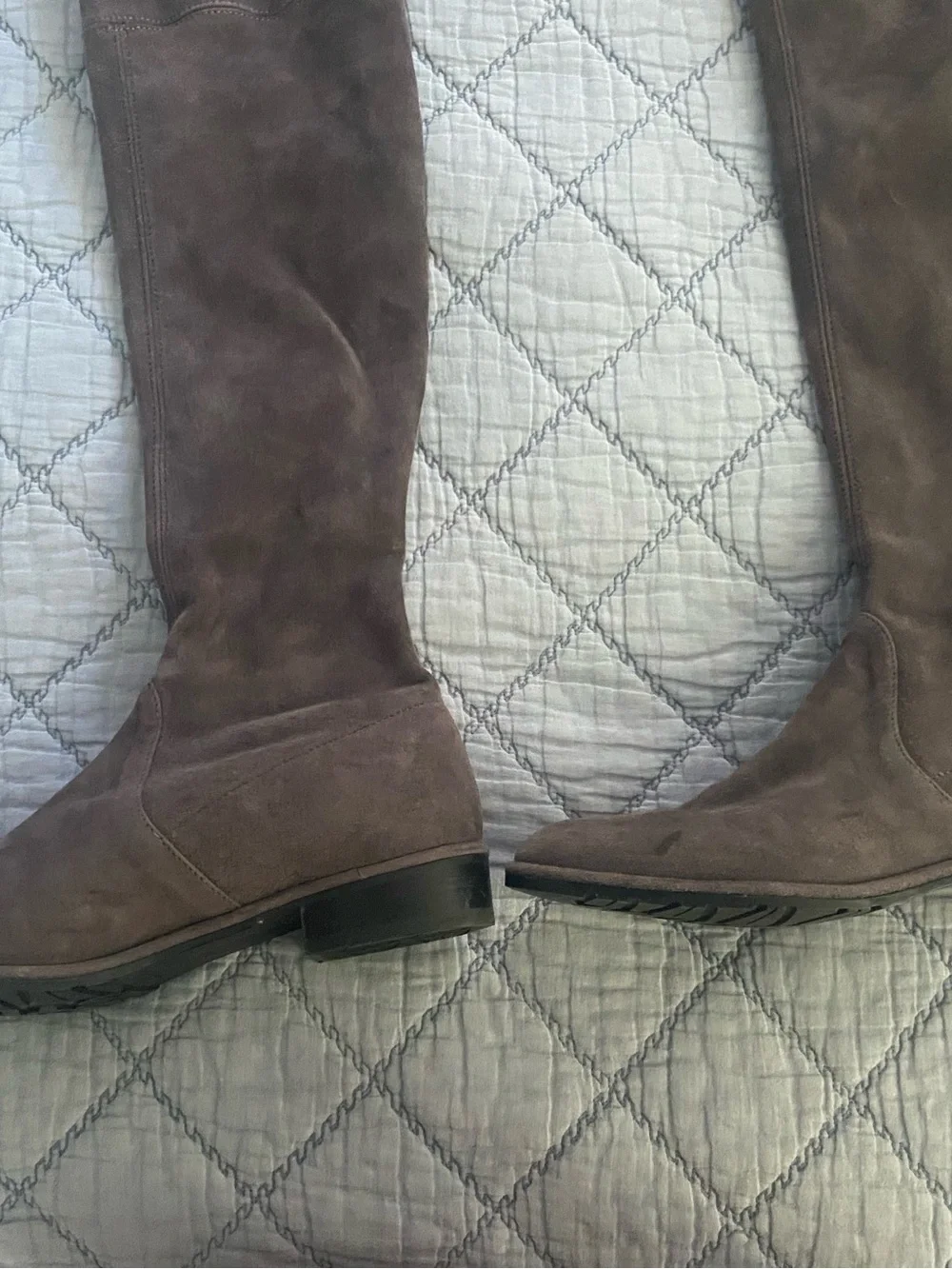 Stuart Weitzman Lowland Over-the-Knee Boots Grey Suede Size 6.5